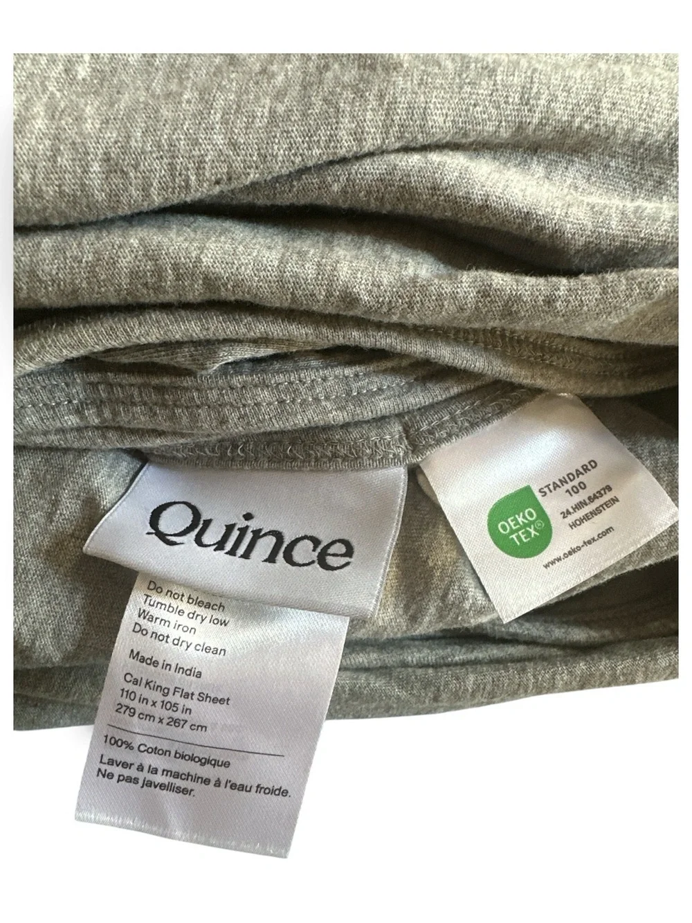 NWT Quince eSoft Gray Home Bedding - Premium Cotton Flat Sheet Cal King
